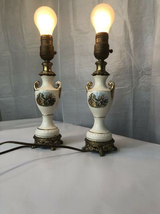 2 Porcelain Table Lamp Victorian Courting Couple Colonial French Decor