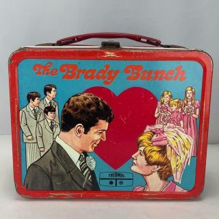 Vintage 1970 The Brady Bunch Metal Lunch Box Thermos