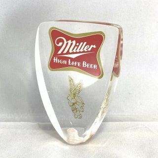 Vintage Miller High Life Acrylic Lucite 3 - 1/2 " Beer Tap Handle