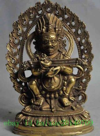 Tibet Buddhism Brass Protect Buddhism Vajra Mahakala God Buddha Statue E01