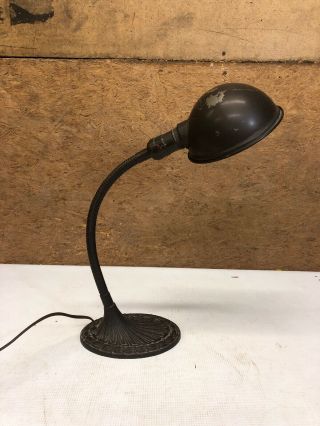 Vintage (greist Lamp Co) Cast Iron Art Deco Industrial Steampunk Gooseneck