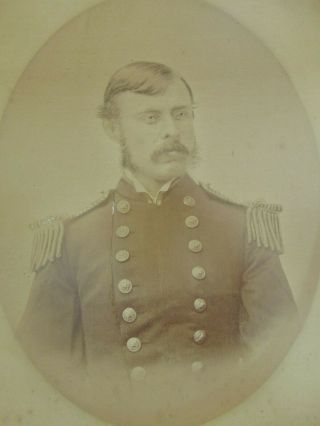 Large Antique Albumen Photograph Portrait Of A Civil War Navy Officer 13 " X 16 "