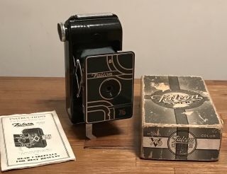 Vintage Falcon Art Deco Green/ Black Folding Camera Model V16 Work