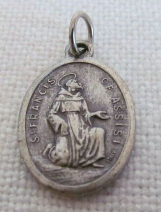 Vintage Silver Tone St.  Francis Of Assisi / Made In Italy Religious Rell