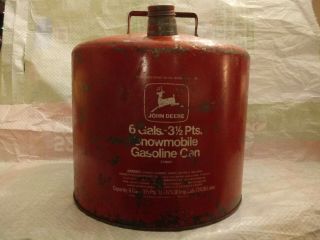 Vintage 1960 - 70s John Deere 6 Gallon Snowmobile Farm Tractor Metal Fuel Gas Can