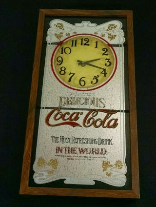 Vintage Delicious Coca - Cola Clock Mirror 25 " X13 " Most Refreshing Drink