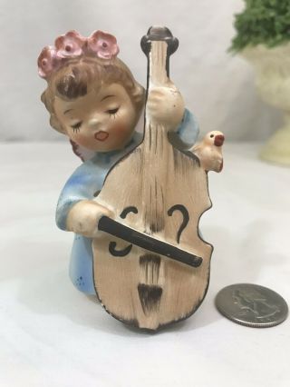 Lefton Single Salt Shaker Vintage Japan Angel Girl Cello Bird Figurine