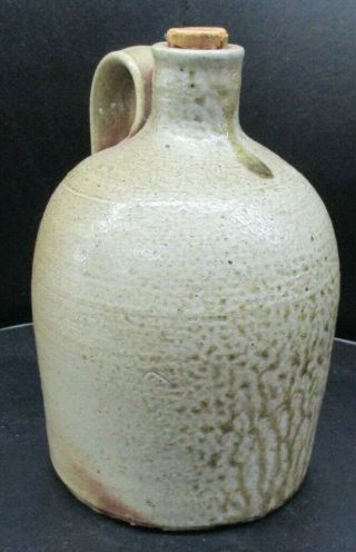 Small Antique Stoneware Whiskey Jug Salt Glaze Strap Handle - No Cracks Or Chips