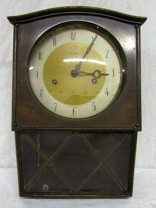 Vintage Kienzle Dark Brown Wood Wind Up Wall Clock