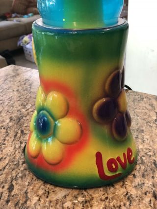 1990s Vintage “Ceramic Series II” Peace Love Flowers Groovy Lava Lite Lamp RARE 2