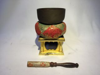 Japanese Vintage Buddhist Altar Fitting Orin Bell Singing Bowl Pillow Pedestal 2