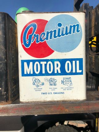 (3) Vintage 2 Gallon Oil Cans Premium,  Motor Bond & Modern 2