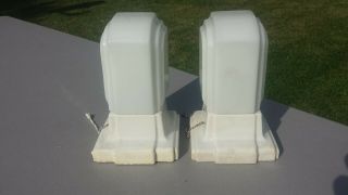 Vintage Pair Set Of 2 Wall Ceiling Lights Milk Glass Scounce