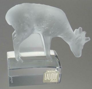 Vintage Lalique France Fawn Deer Crystal Art Glass Paperweight Figurine Signed