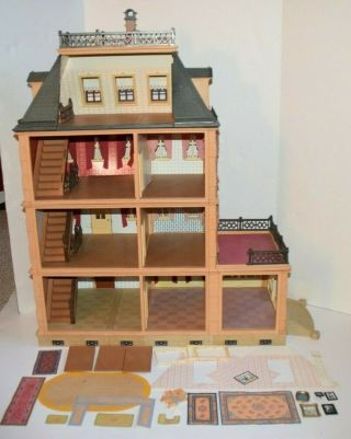 Vintage Playmobil Victorian Mansion Dollhouse 5300 With Extra Floor Level 7411 2