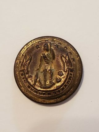 Civil War Confederate Virginia State Seal Officer Coat Button Marked Waterbury