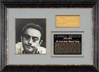Lenny Bruce - Autographed Signed Check 12/06/1962