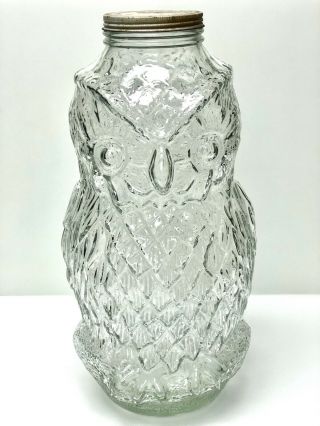 Huge Vintage Owl Glass Jar With Lid “the Wise Old Owl” 21” Tall Large Mason Jar