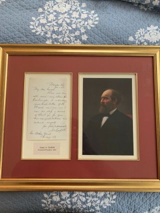 President James Garfield Signed Written Letter