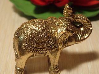 Thai Amult Brass Statue Elephant Trunk Up Get Success Wealth Luck Home Decor
