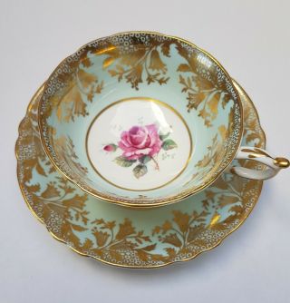 Paragon Double Warrant Tea Cup.  Gold Lily Of The Valley Trim,  Cabbage Rose
