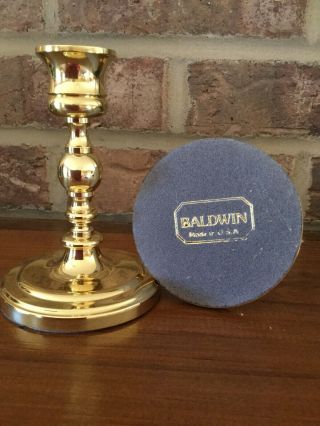 Baldwin (2) Polished Brass Round Base Candlestick Holders 5 