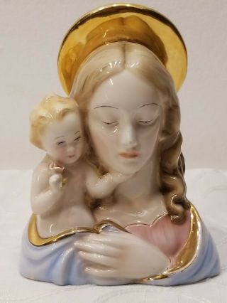 Vintage Lovely Madonna And Child Figurine - Made In Italy