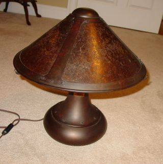 Mica Lamp Company Mission Arts & Crafts Solid Copper Table Desk Lamp 18 "