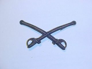 Civil War Officers False Embroidery Brass Cross Sabers Insignia
