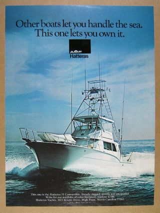 1976 Amf Hatteras 53 Convertible Yacht Boat Photo Vintage Print Ad