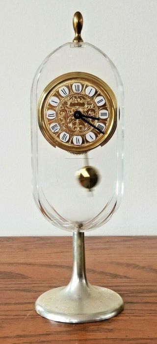 Vintage Timemaster Miniature Clock With Pendulum And Key -