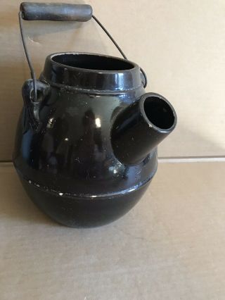 Antique Primitive Stoneware 3 Quart Batter Jug / Crock Brown Glaze