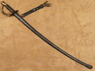 U.  S Civil War Cavalry Sword M 1860 Dated 1864 W/ Leather Hanger Strap