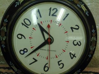 Mid Century Modern General Electric Kitchen Clock Toleware Model 2H111 2
