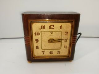 Vintage Telechron Electric Shelf Clock Art Deco Wood Case