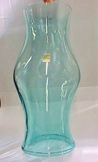 Royal Leerdam/blenko Colonial Williamsburg Aqua Glass Hurricane Shade Globe 14”