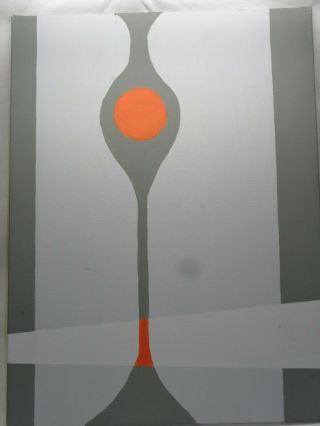 Canvas Painting Abstract Geometric Orange Mcm Style Retro Vtg Decor Wall Art