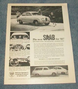1961 Saab 96 5 - Passanger Sports Sedan Vintage Ad " The Saab For 