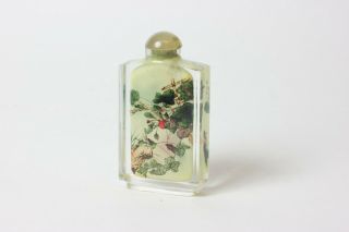 Chinese Snuff Bottle Reverse Glass Painting Of Crickets Signed,  China