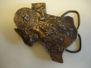 Vintage 1976 Bergamot Brass " Texas " Belt Buckle,  Marked