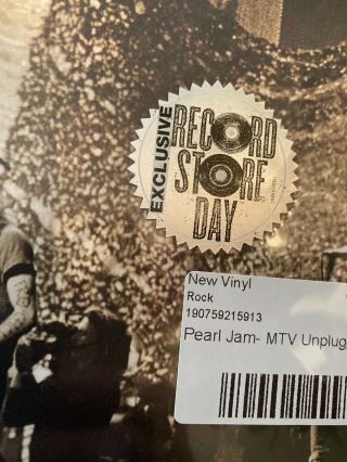 PEARL JAM MTV UNPLUGGED (3/16/1992) VINYL LP Edie Vedder RSD Black Friday 3