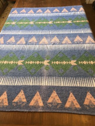 Vintage Beacon Cotton Camp Blanket Southwestern Design Tepees 2