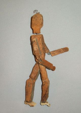 Old Antique Vtg C 1920s Hand Carved Folk Art Jointed Dancing Man Toy Figure