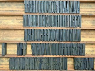 Vintage 108 Wood Letterpress Print Type Block Upper Case Letters Numbers 2 " Euc