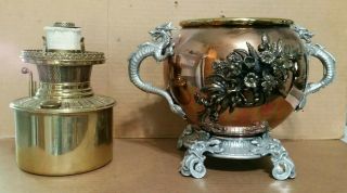 Bradley & Hubbard Oil Lamp,  Dragons - North Wind AWESOME Not Electrified,  1890 ' s 3