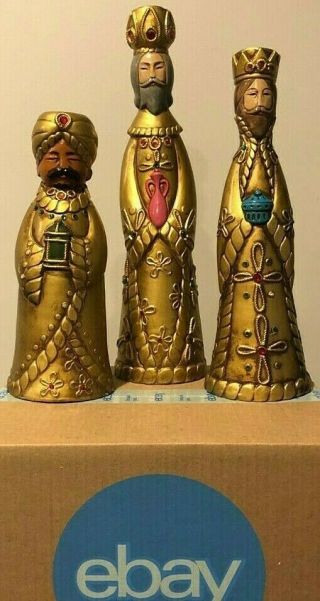 Three Wise Men Candle Holders - Nativity Christmas Decoration - Japan - Vintage