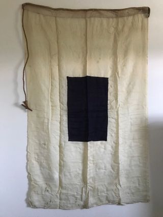 Vintage Linen Tan & Blue 36 X 57 Flag Marked 