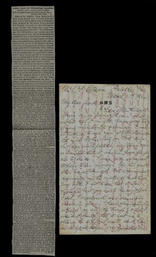 Civil War Union Navy Letter - Uss Ottawa At Palatka,  Florida Great Content