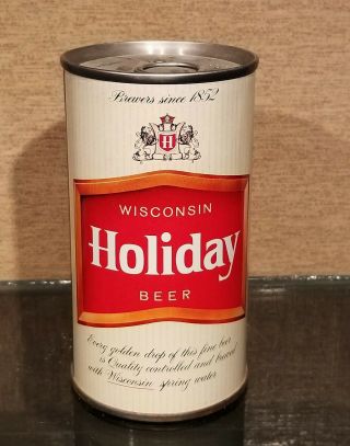 Bottom Open Wisconsin Holiday Straight Steel Pull Tab Beer Can Potosi Brewing Wi