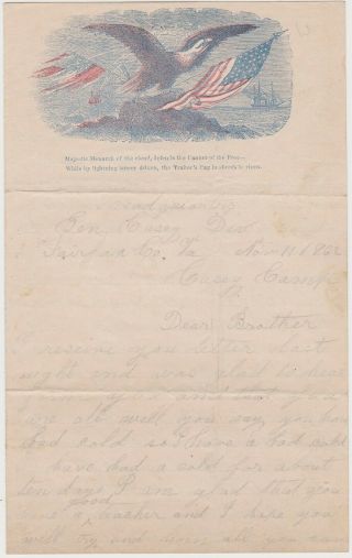 1862 Civil War Soldier Letter - Camp Casey Va - 13th Nh Infantry - Died In 1863